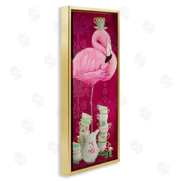 Stupell Industries Heather Gauthier | Flamingo With Antique Teacups Wall Art
