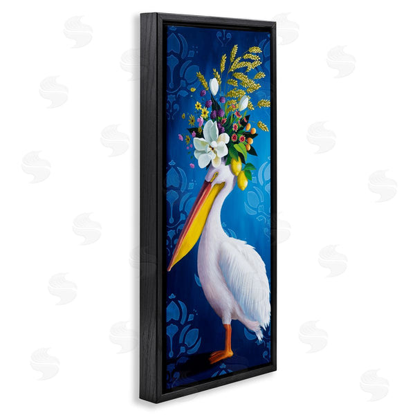 Stupell Industries Heather Gauthier | Floral Pelican Over Damask Wall Art