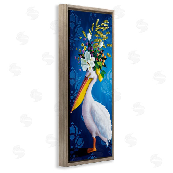 Stupell Industries Heather Gauthier | Floral Pelican Over Damask Wall Art