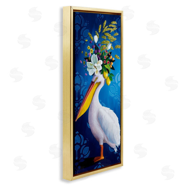 Stupell Industries Heather Gauthier | Floral Pelican Over Damask Wall Art