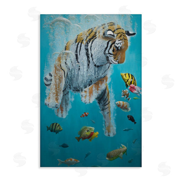 stupell industries Heather Gauthier | Swimming Tiger Among Fish Wall Art