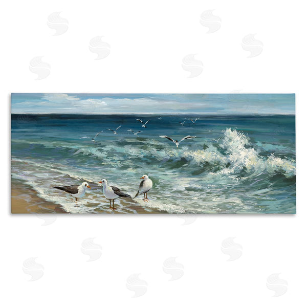 stupell industries Heather Hayes | Incoming Beach Tide Seagulls Wall Art