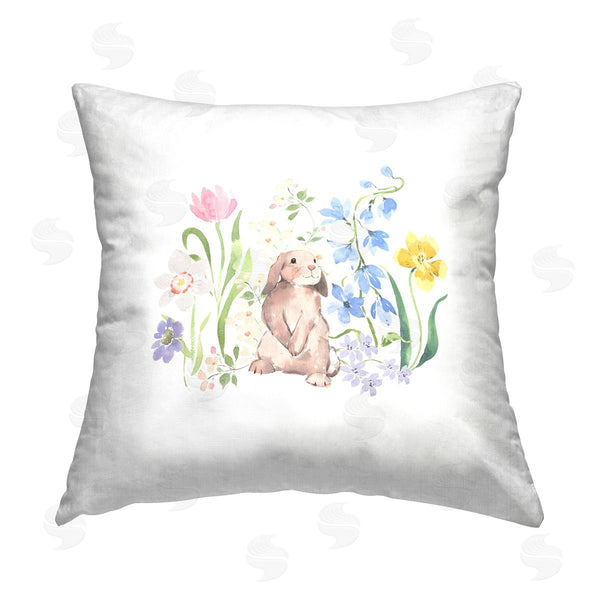 stupell industries Heather Lee Chan | Bunny in Pastel Garden Printed Throw Pillow