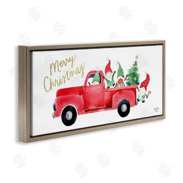 Stupell Industries Heather Lee Chan | Christmas Gnomes Driving Red Truck Decorated Tree Wall Art