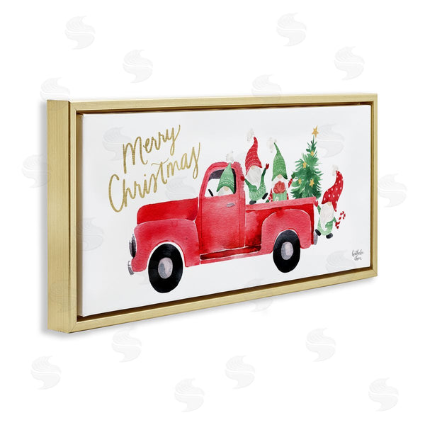 Stupell Industries Heather Lee Chan | Christmas Gnomes Driving Red Truck Decorated Tree Wall Art