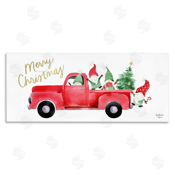 stupell industries Heather Lee Chan | Christmas Gnomes Driving Red Truck Decorated Tree Wall Art