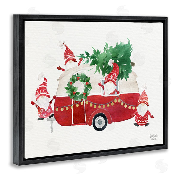 Stupell Industries Heather Lee Chan | Holiday Garden Gnomes Seasonal Holly Wreath Tree Wall Art