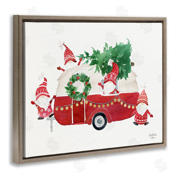 Stupell Industries Heather Lee Chan | Holiday Garden Gnomes Seasonal Holly Wreath Tree Wall Art