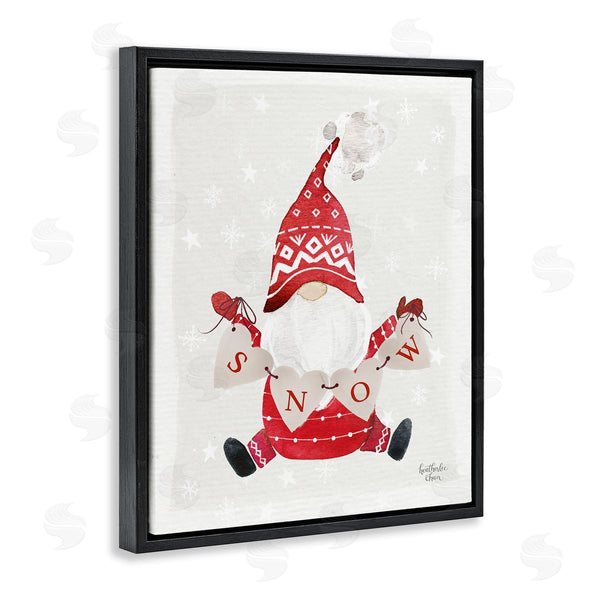 Stupell Industries Heather Lee Chan | Holiday Snow Banner Patterned Red Garden Gnome Wall Art