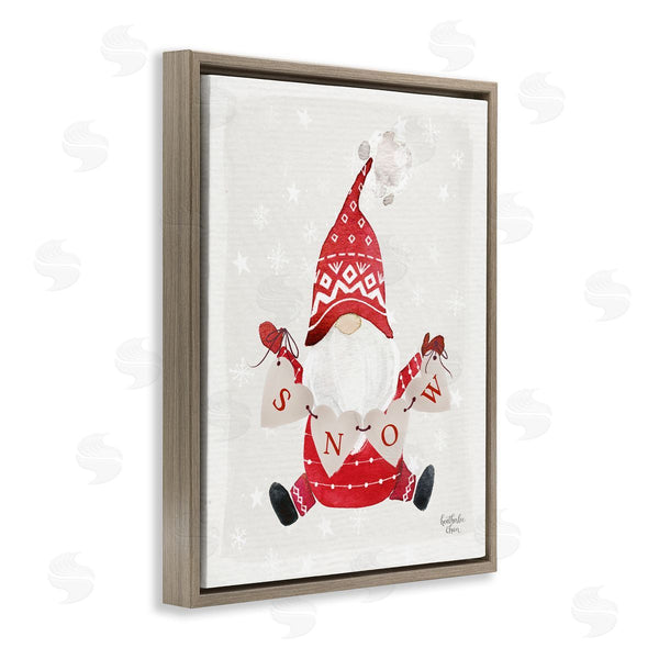 Stupell Industries Heather Lee Chan | Holiday Snow Banner Patterned Red Garden Gnome Wall Art