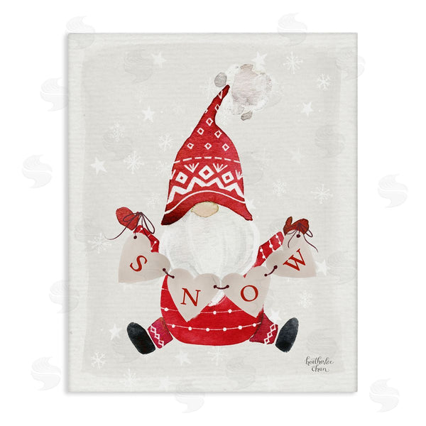 stupell industries Heather Lee Chan | Holiday Snow Banner Patterned Red Garden Gnome Wall Art