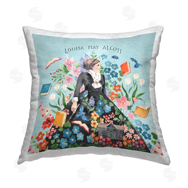 Stupell Industries Heather Lee Chan | Louisa May Alcott Portrait Printed Throw Pillow