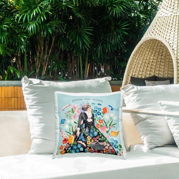 Stupell Industries Heather Lee Chan | Louisa May Alcott Portrait Printed Throw Pillow