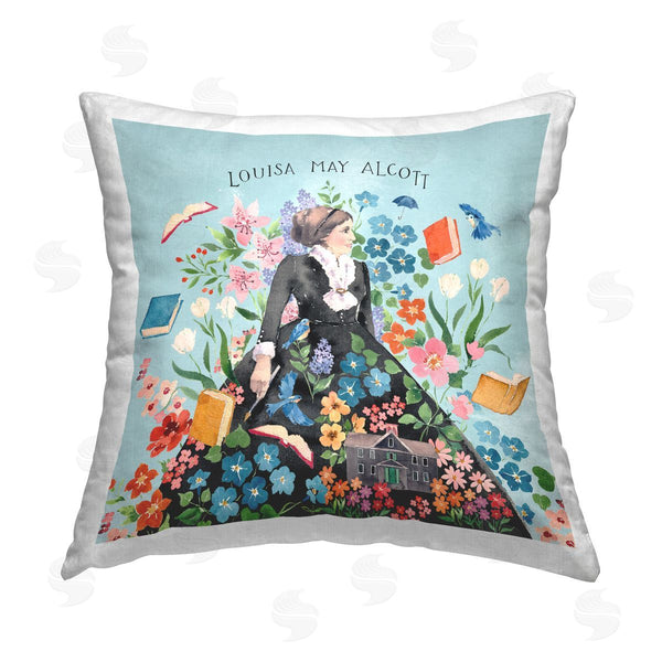 stupell industries Heather Lee Chan | Louisa May Alcott Portrait Printed Throw Pillow