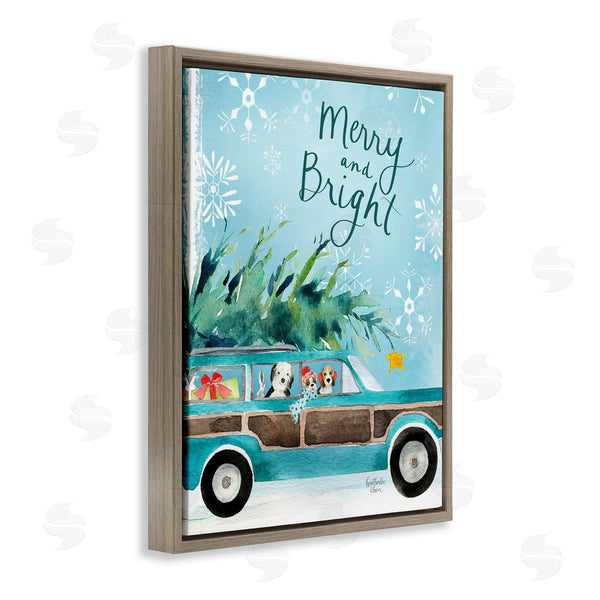 Stupell Industries Heather Lee Chan | Merry & Bright Christmas Scene Holiday Puppies Wall Art