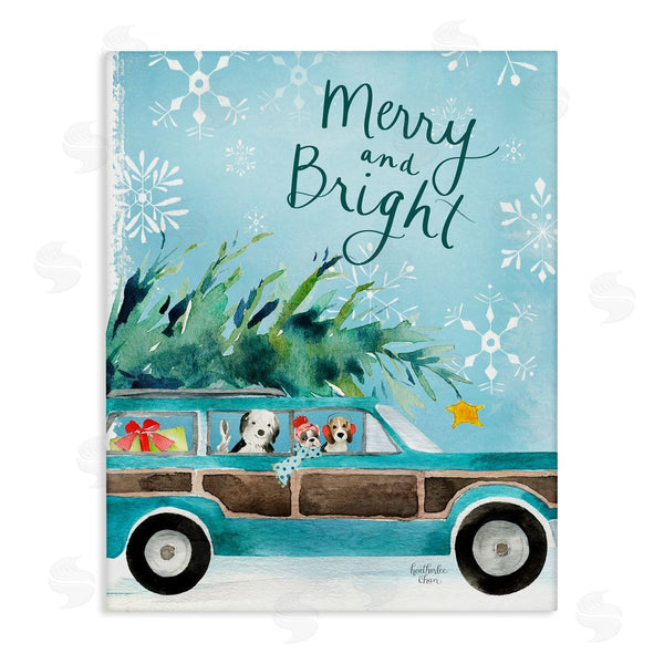 stupell industries Heather Lee Chan | Merry & Bright Christmas Scene Holiday Puppies Wall Art