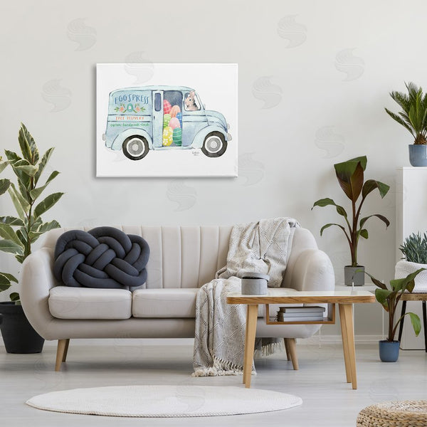 Stupell Industries Heather Lee Chan | Patterned Easter Eggs Truck Holiday Bunny Painting Wall Art