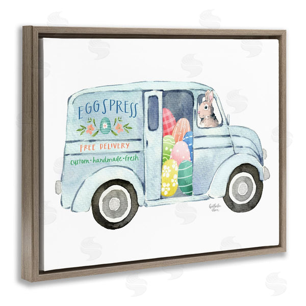 Stupell Industries Heather Lee Chan | Patterned Easter Eggs Truck Holiday Bunny Painting Wall Art