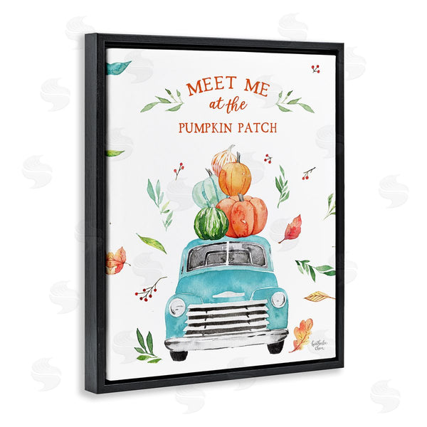 Stupell Industries Heather Lee Chan | Pumpkin Patch Seasonal Leaves Botanicals Blue Truck Wall Art