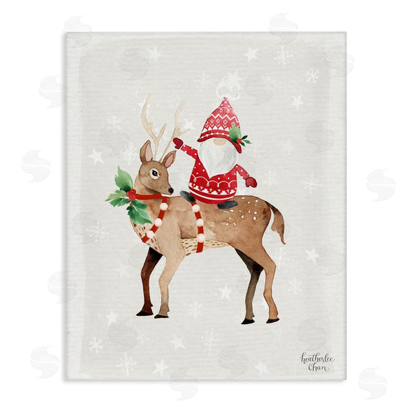 stupell industries Heather Lee Chan | Santa Claus Gnome Reindeer Holiday Patterned Stars Wall Art