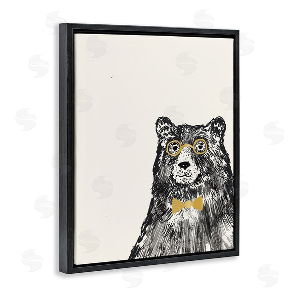 Stupell Industries Heather McLaughlin | Black Bear Golden Glasses Bow Tie Kids' Animal Wall Art