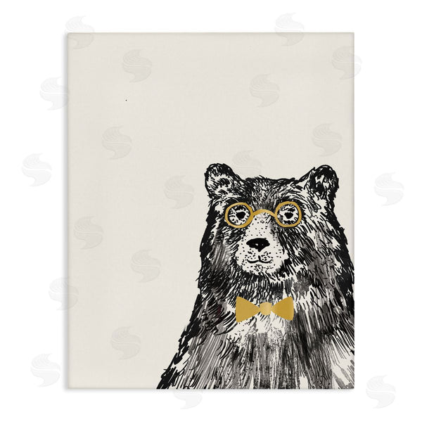 stupell industries Heather McLaughlin | Black Bear Golden Glasses Bow Tie Kids' Animal Wall Art