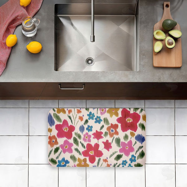 Stupell Industries Heather McLaughlin | Boho Ikat Flowers Anti-Fatigue Mat