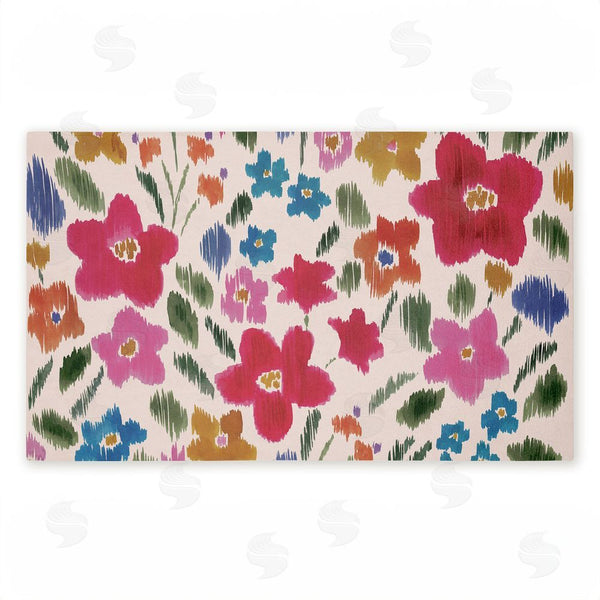 stupell industries Heather McLaughlin | Boho Ikat Flowers Non-Woven Door Mat