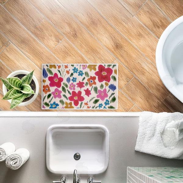 Stupell Industries Heather McLaughlin | Boho Ikat Flowers Plush Bath Mat