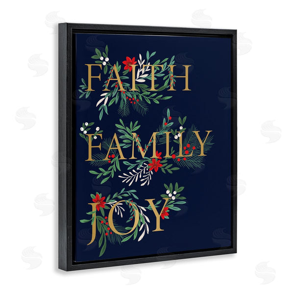 Stupell Industries Heather McLaughlin | Faith Family Joy Text Traditional Festive Holiday Typography Wall Art