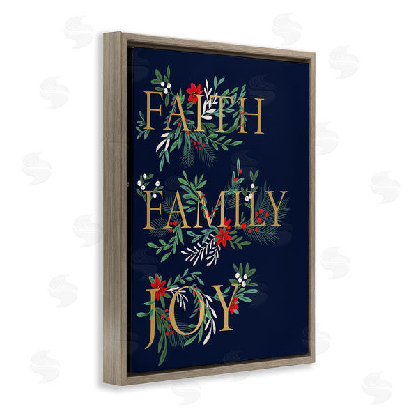 Stupell Industries Heather McLaughlin | Faith Family Joy Text Traditional Festive Holiday Typography Wall Art