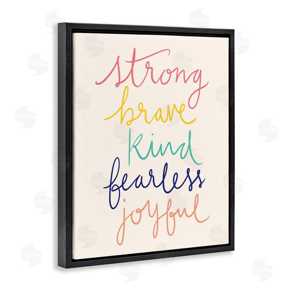 Stupell Industries Heather McLaughlin | Fearless Motivational Words Phrase Rainbow Calligraphy List Wall Art