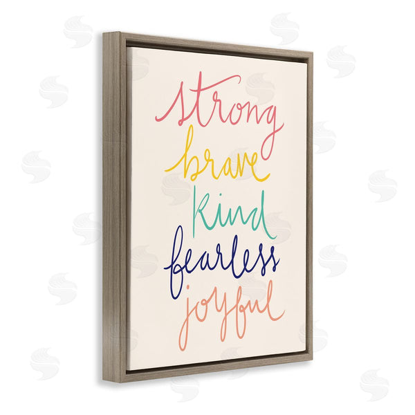Stupell Industries Heather McLaughlin | Fearless Motivational Words Phrase Rainbow Calligraphy List Wall Art