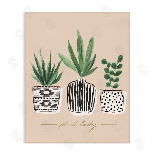 stupell industries Heather McLaughlin | Green Fern Trio Chic Patterns Plant Lady Sentiment Wall Art