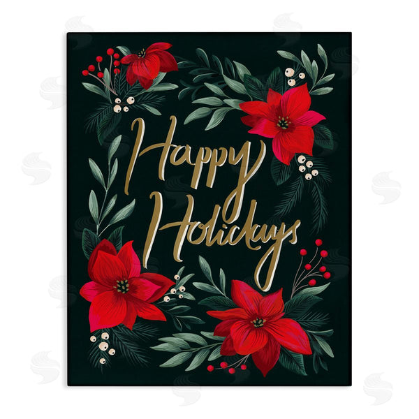 stupell industries Heather McLaughlin | Happy Holidays Greeting Red Winter Poinsettia Florals Wall Art