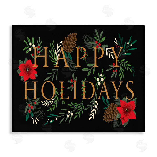 stupell industries Heather McLaughlin | Happy Holidays Welcoming Festive Typography Winter Foliage Wall Art