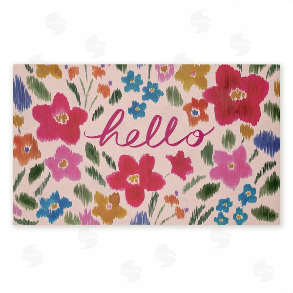 stupell industries Heather McLaughlin | Hello Ikat Flowers Non-Woven Door Mat