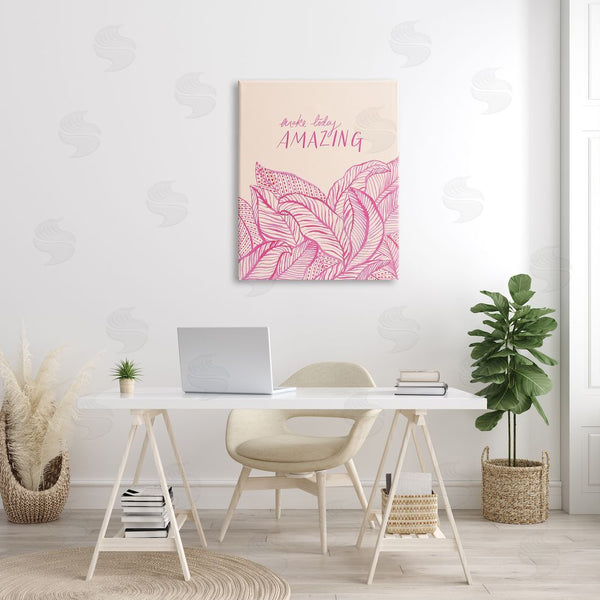 Stupell Industries Heather McLaughlin | Make Today Amazing Sentiment Pink Fern Leaves Wall Art