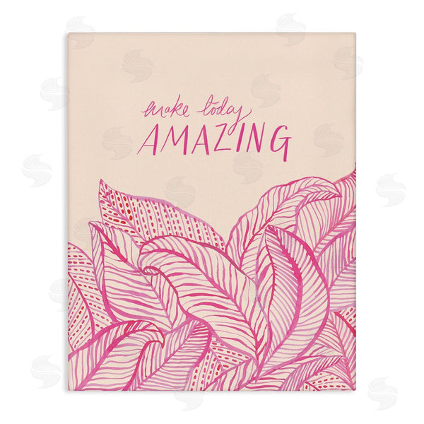 stupell industries Heather McLaughlin | Make Today Amazing Sentiment Pink Fern Leaves Wall Art