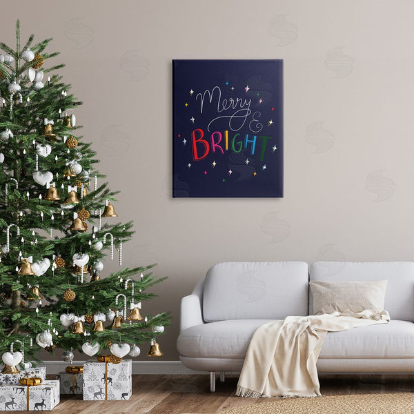 Stupell Industries Heather McLaughlin | Merry & Bright Whimsical Sparkle Rainbow Typography Wall Art