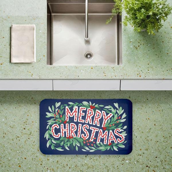 Stupell Industries Heather McLaughlin | Merry Christmas & Greenery Anti-Fatigue Mat