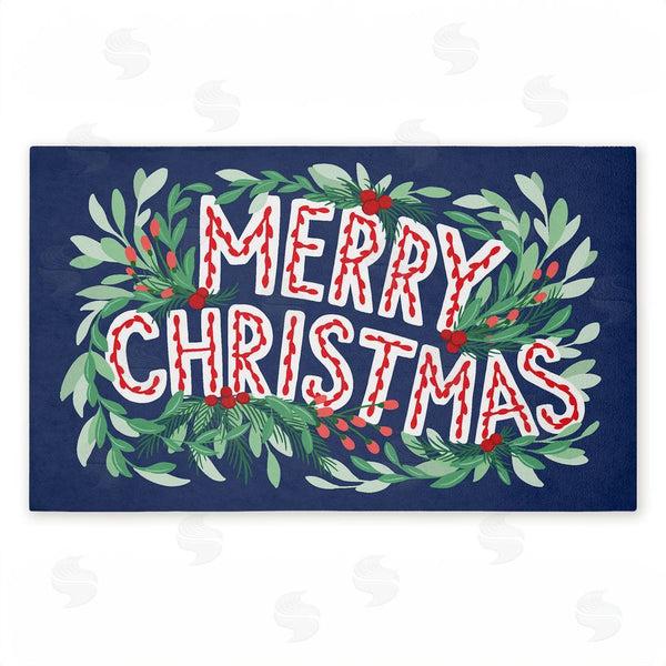stupell industries Heather McLaughlin | Merry Christmas & Greenery Non-Woven Door Mat