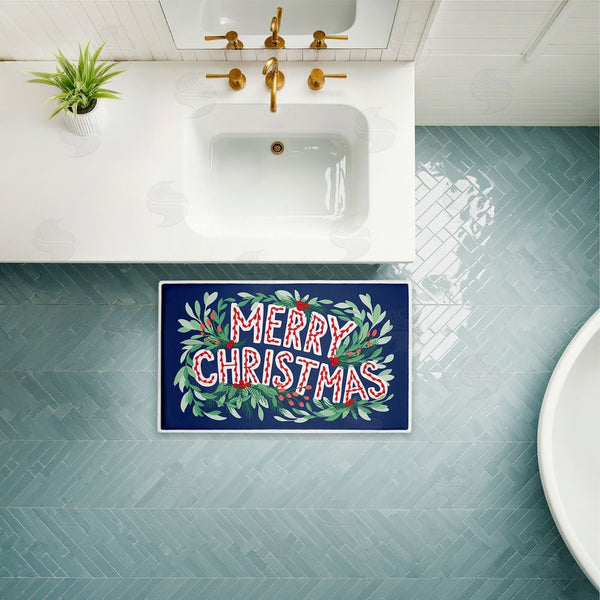 Stupell Industries Heather McLaughlin | Merry Christmas & Greenery Plush Bath Mat