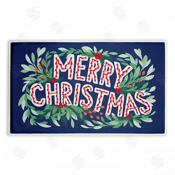 stupell industries Heather McLaughlin | Merry Christmas & Greenery Plush Bath Mat