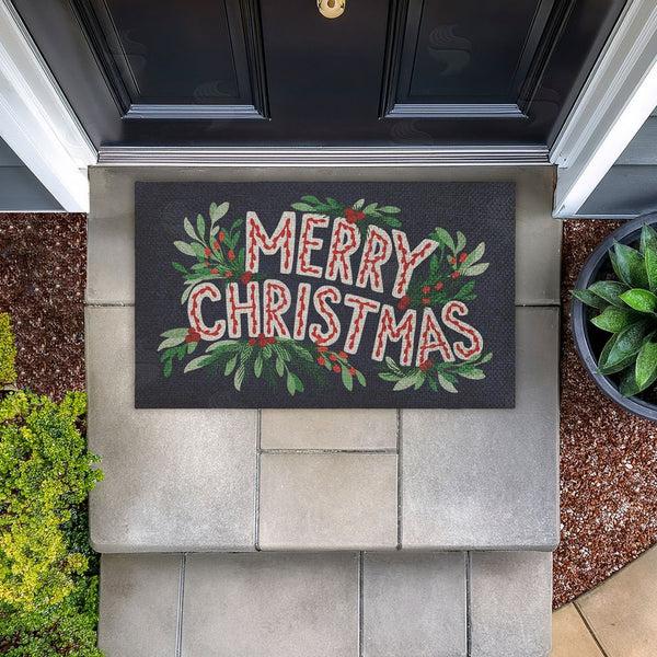 Stupell Industries Heather McLaughlin | Merry Christmas With Foliage Faux Sisal Door Mat