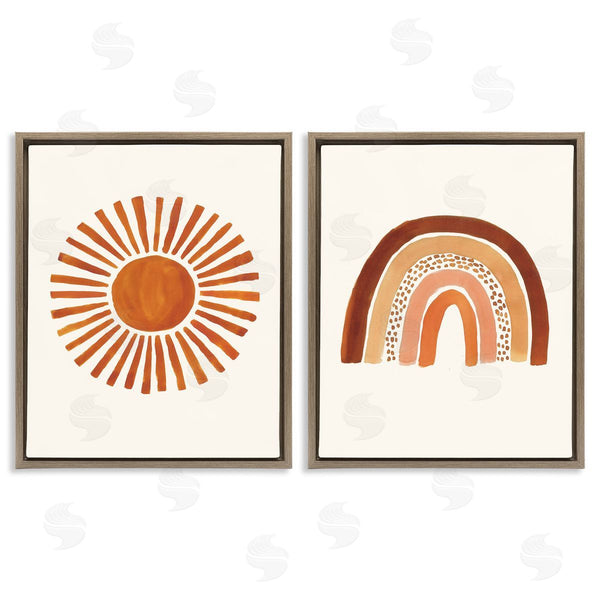 Stupell Industries Heather McLaughlin | Orange Sun Patterned Rainbow Boho
