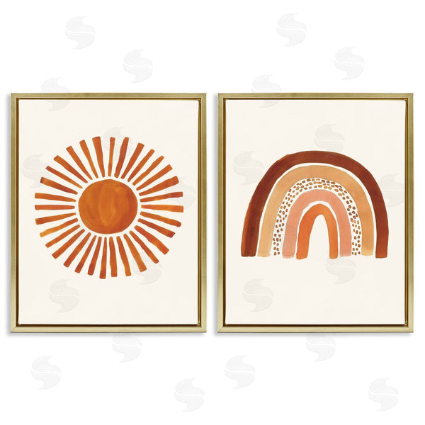 Stupell Industries Heather McLaughlin | Orange Sun Patterned Rainbow Boho