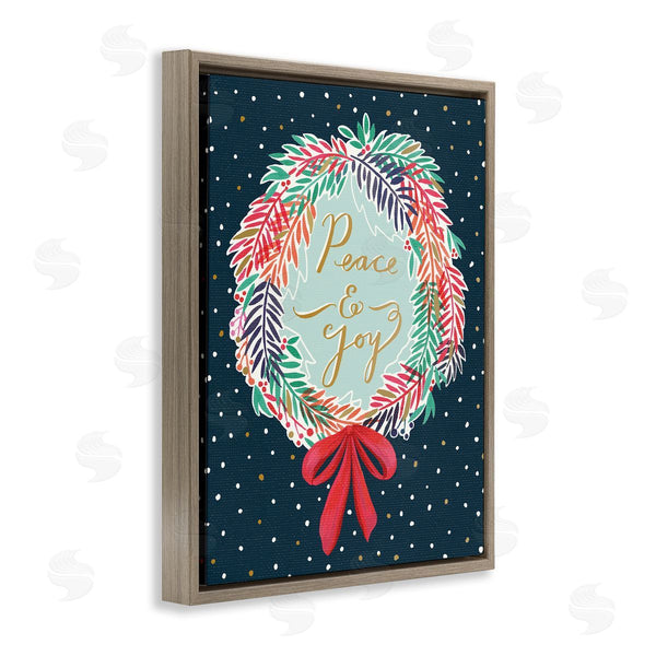Stupell Industries Heather McLaughlin | Peace & Joy Festive Holiday Wreath Polka Dot Pattern Wall Art