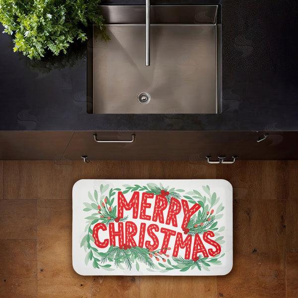 Stupell Industries Heather McLaughlin | Retro Merry Christmas & Foliage Anti-Fatigue Mat