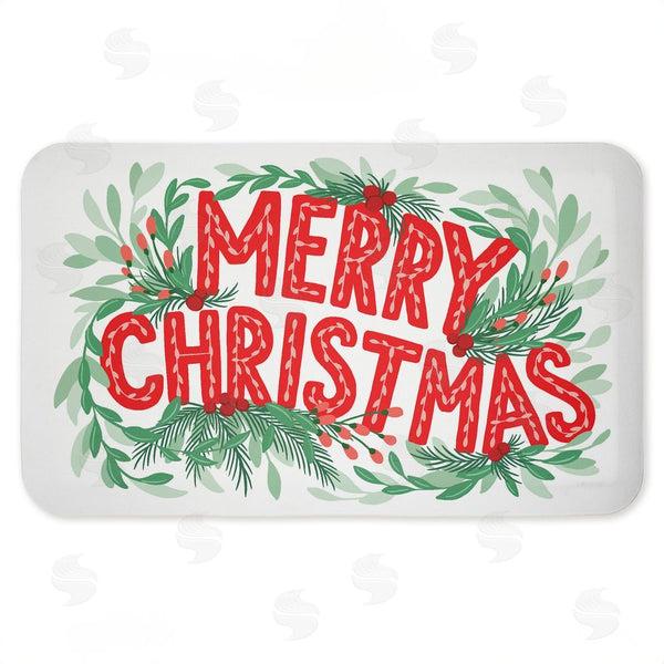 stupell industries Heather McLaughlin | Retro Merry Christmas & Foliage Anti-Fatigue Mat
